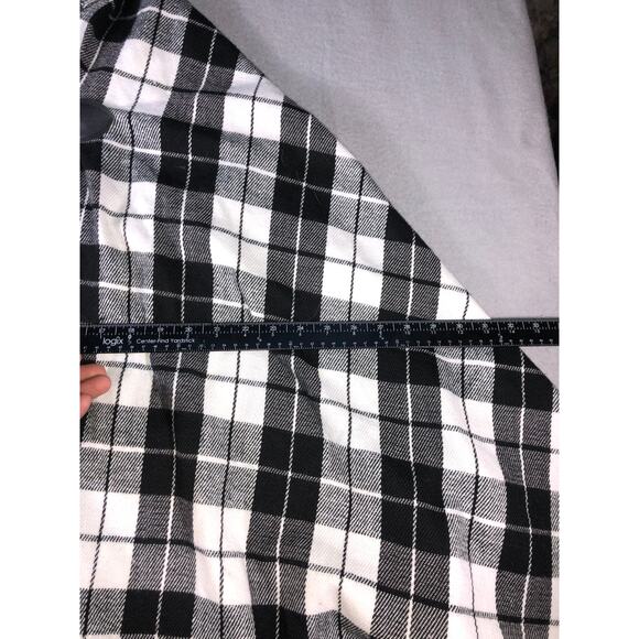 Black White Plaid Hooded Poncho Cape Toggle Closure Fringe Cozy Wrap cottage - Picture 5 of 9